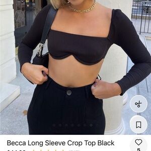 BECCA Black Long Sleeve Crop Top